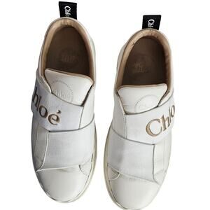 Chloé Lauren logo-strap leather slip-on sneaker
